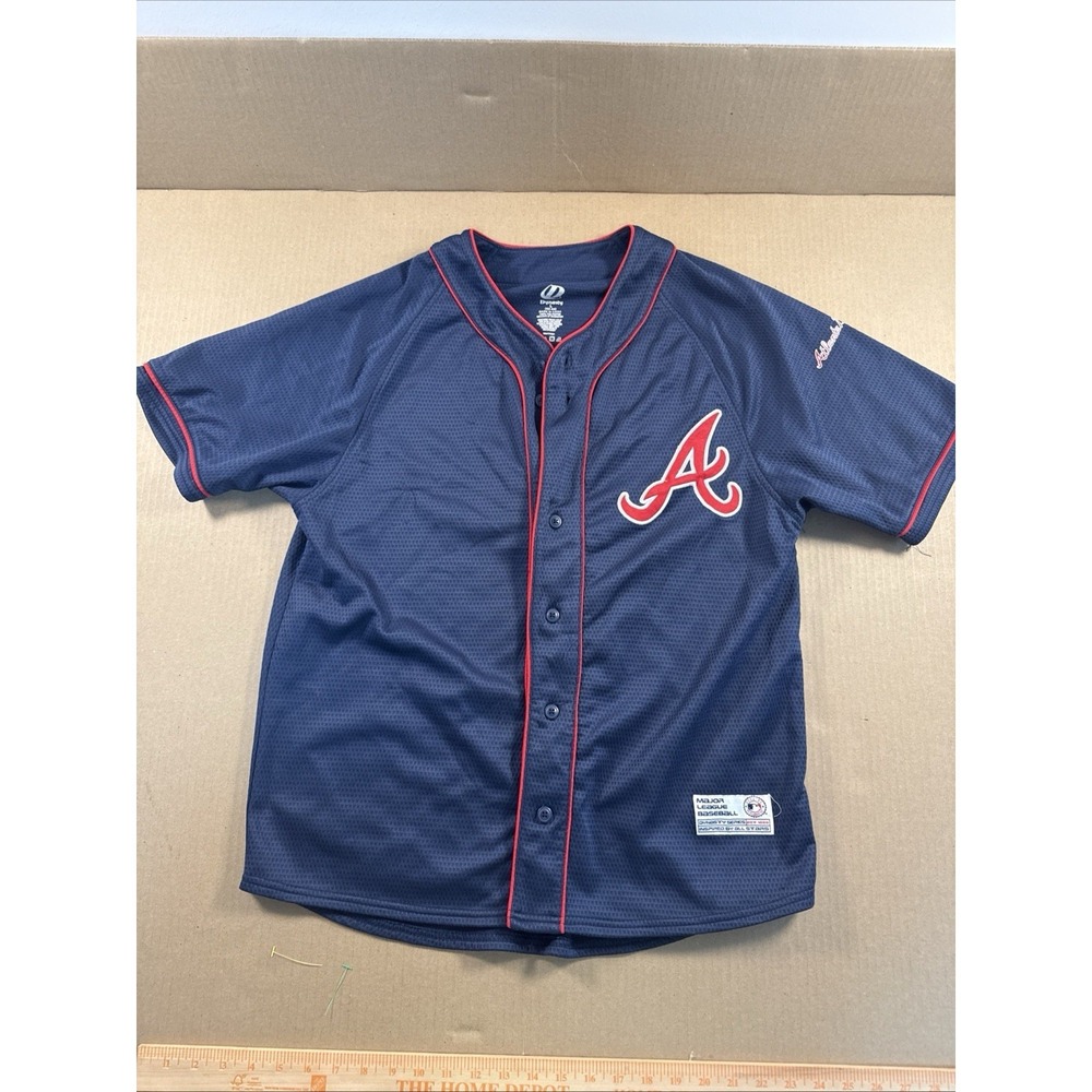 Atlanta Braves Jersey Men's‎ L Blue Dynasty MLB Genuine Merchandise Button Up